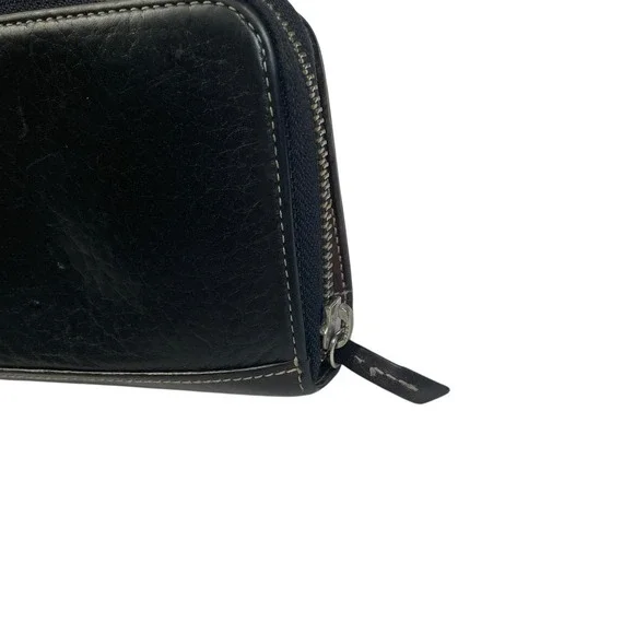 Dooney & Bourke Black Pebbled Leather Zip Around Wallet Classic Check Book Y2K - Picture 10 of 13